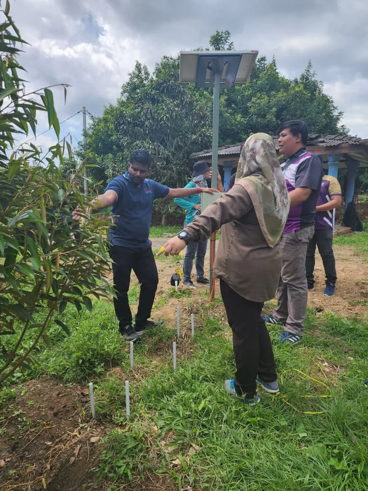 Walking an orchard on a site visit