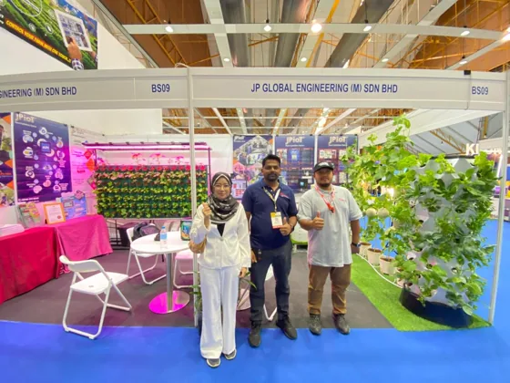 The JP Global Engineering stand at MAHA 2024, with the vertical growing towers
