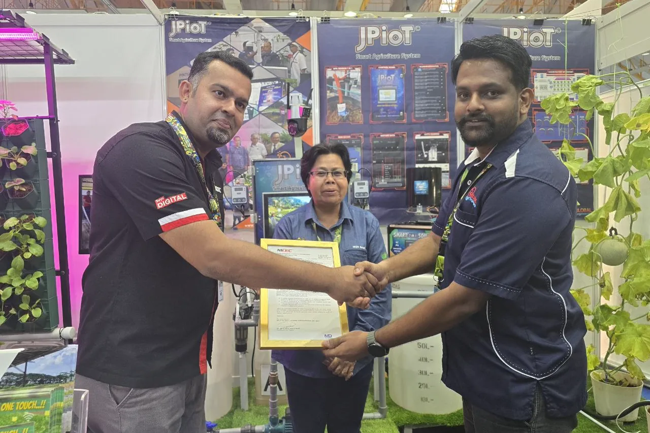 A framed MDEC letter handed over at the JPIoT stand at MAHA 2024