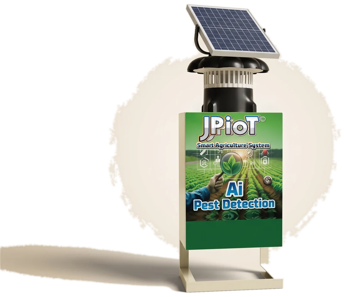 The solar powered AI pest detection trap on its stand